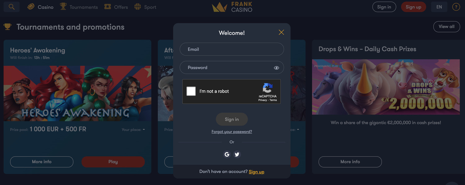 logar no casino frank